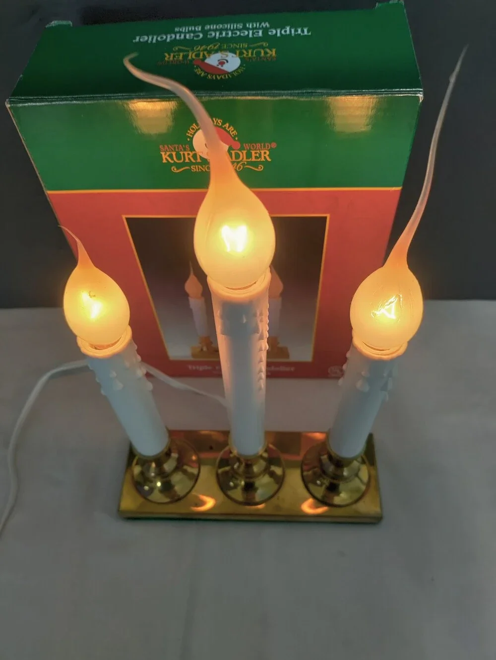 Kurt Adler Triple Electric Candelabra with Silicone Bulbs